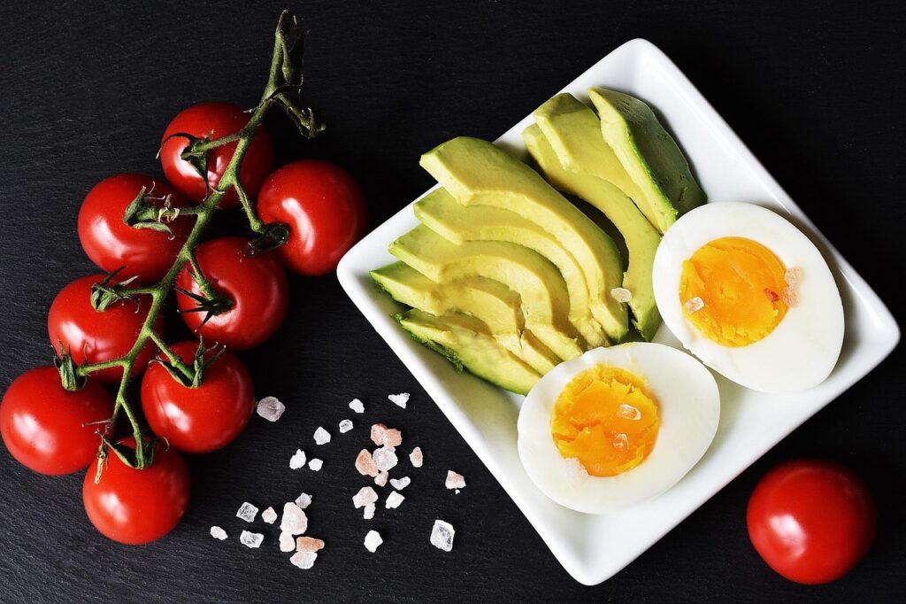cherry tomatoes avocados and eggs